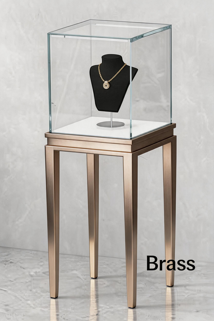Stainless steel Luxury Jewelry Display Cabinet, Tempered Glass, Dual-Row LED, Gold Finish