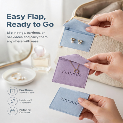 50PCS Soft Suede Drawstring Pouches with Custom Logo, Jewelry Storage Bags, Anti-Scratch Gift Packaging