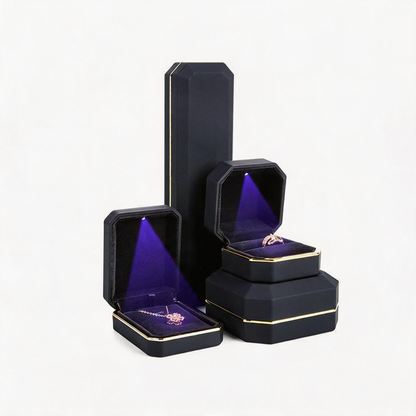 5pcs LED Jewelry Box with Light and Velvet Interior for Ring Necklace Gift