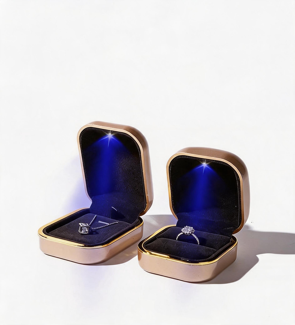 5pcs LED Jewelry Box with Light for Necklace and Ring Proposal Gift