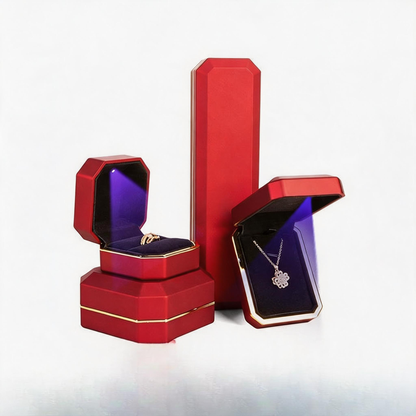 5pcs LED Jewelry Box with Light and Velvet Interior for Ring Necklace Gift