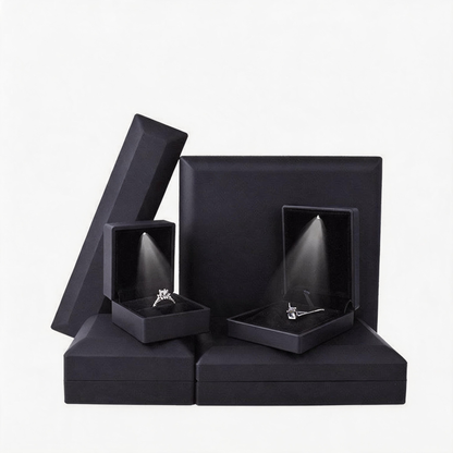 5pcs LED Jewelry Box with Light and Velvet Interior for Ring Bracelet Necklace Gift