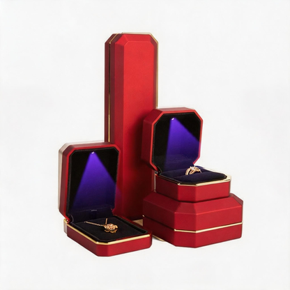 5pcs LED Jewelry Box with Light and Velvet Interior for Ring Necklace Gift