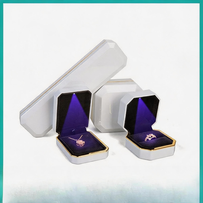 5pcs LED Jewelry Box with Light and Velvet Interior for Ring Necklace Gift