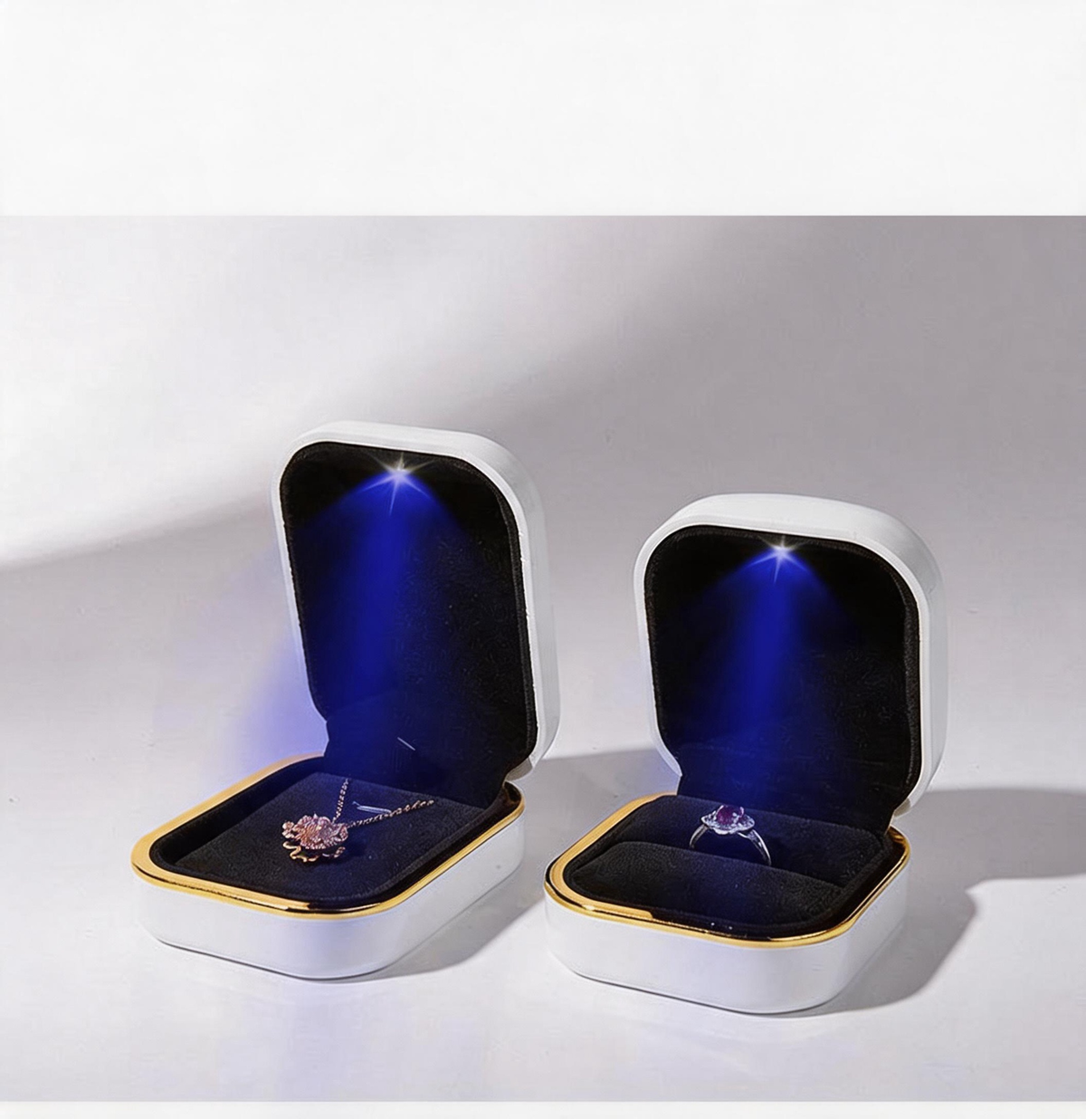 5pcs LED Jewelry Box with Light for Necklace and Ring Proposal Gift