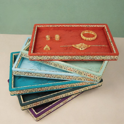 Jacquard Fabric Tray with Embossed Pattern for Jewelry and Tea Display