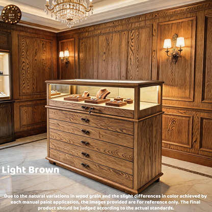 Handmade Ash Wood LED Jewelry Showcase - Illuminated Countertop Display Stand for Retail Jewelry cabinet
