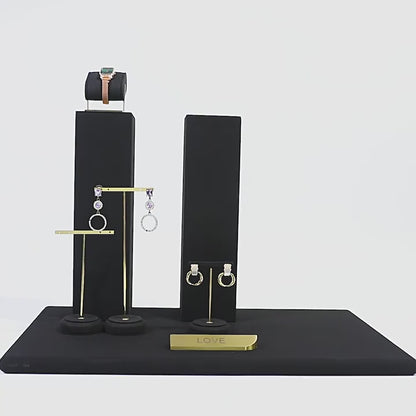 Finger Ring Display Tray - Black Metal Holder for Counter