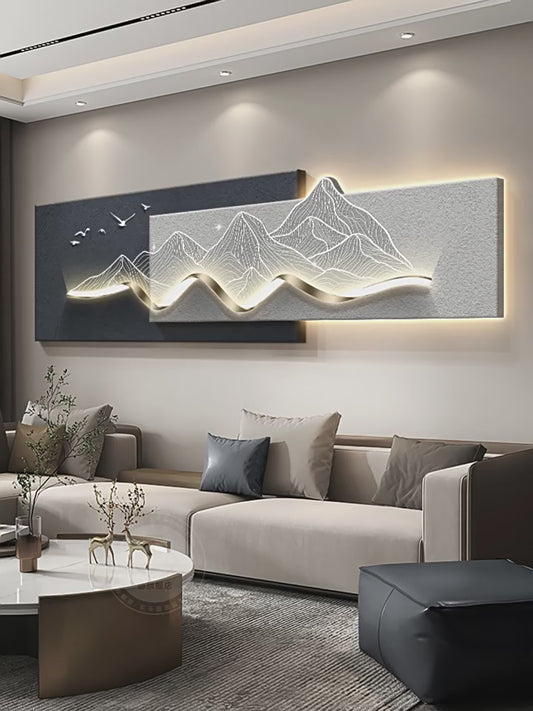 Light luxury back with back-up sofa background wall decoration painting 2025 new landscape painting living room hanging painting senior sense murals
