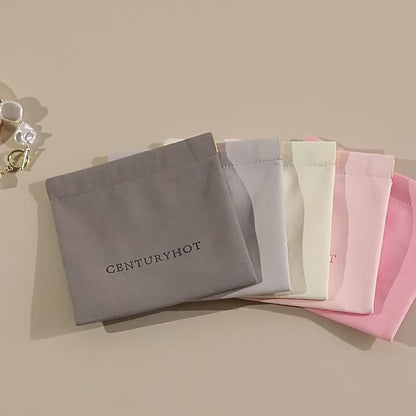 5pcs Luxury Suede Jewelry Pouch, Beige Microfiber Gift Packaging Bag