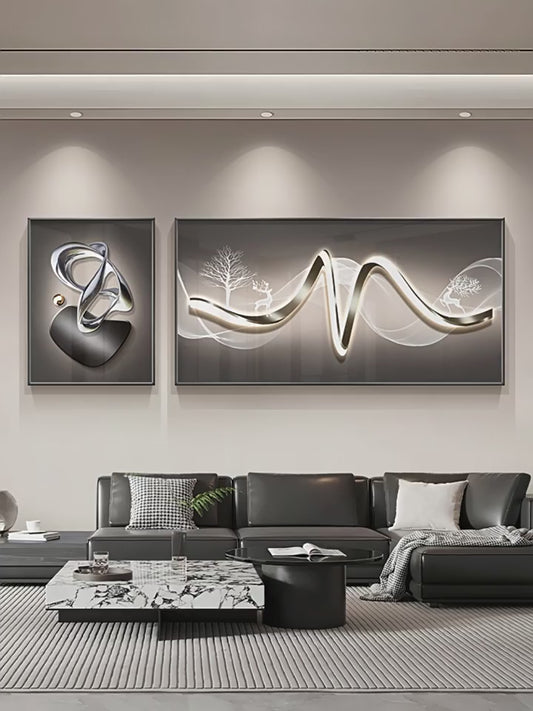 Stone to run the living room decorative painting 2025 new wall painting light luxury high sense nine fish sofa background wall hanging painting