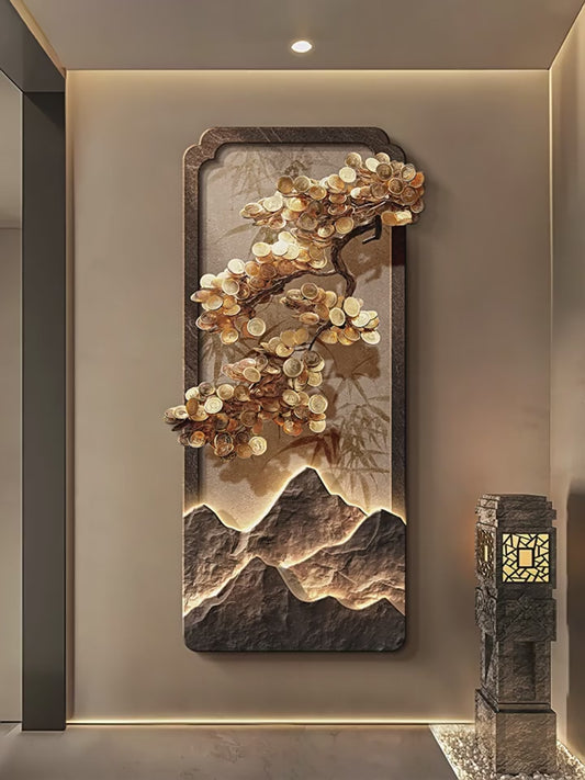New Chinese money tree porch decorative painting landscape painting corridor corridor hanging painting advanced sense door mural light