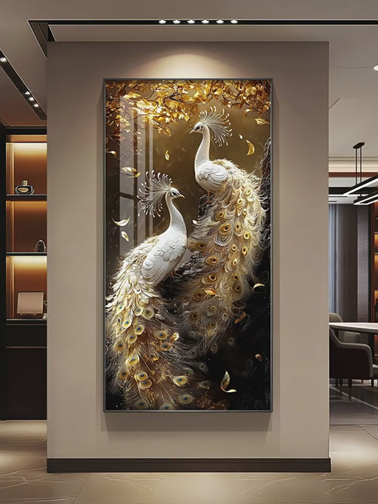 Peacock hanging painting light luxury high-level sense porch decorative painting atmospheric entrance is opposite the door painting high-grade corridor corridor hanging painting