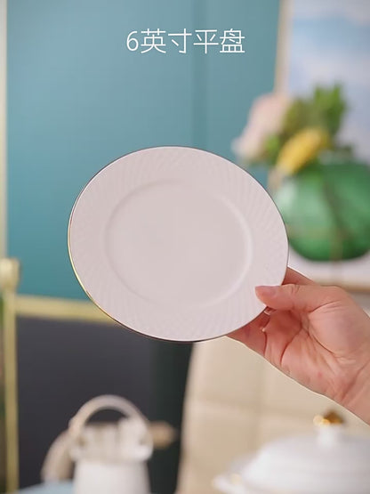 Jingdezhen bone China tableware set pure white underglaze porcelain bowl plate housewarming dish set home
