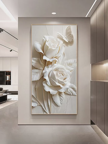 Cream style flower porch decorative painting three-dimensional floating style mural high-end aisle end hanging painting