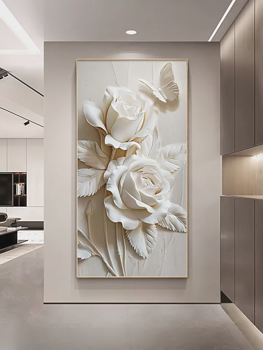 Cream style flower porch decorative painting three-dimensional floating style mural high-end aisle end hanging painting