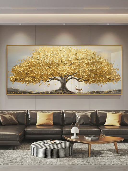 Modern light luxury money tree living room decoration painting atmosphere advanced sense sofa background wall hanging painting money tree wall painting