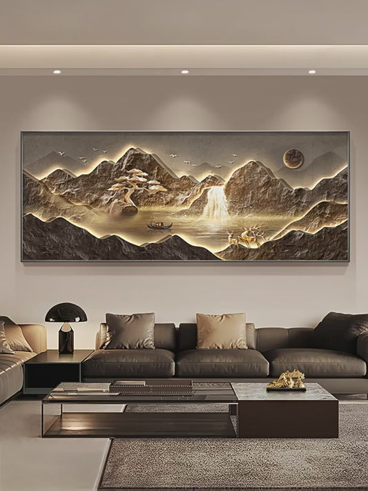 Cornucopan living room decorative painting landscape painting with back-up picture sofa background wall hanging painting light luxury high sense murals