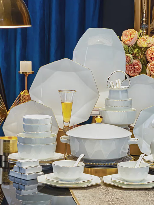 Underglaze color tableware Jingdezhen ceramic advanced sense light luxury bone China bowl dish dish set home