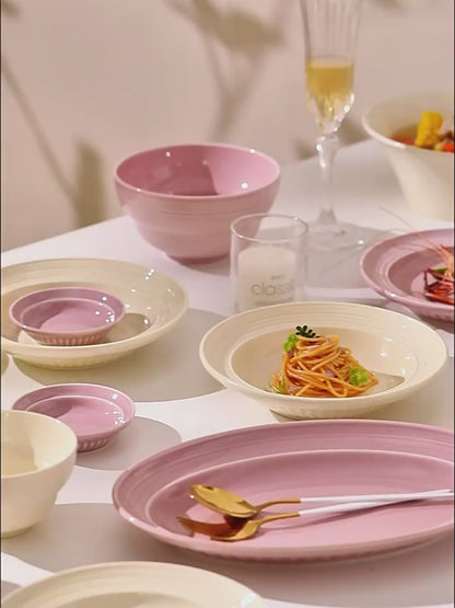 Ceramic dish set Household high appearance level Cream wind housewarming cutlery plate wedding gift