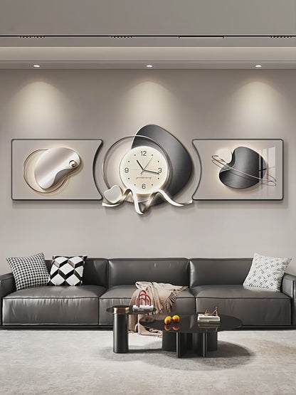 Time to run the living room clock wall hanging decorative painting sofa background wall hanging painting 2025 new light luxury high sense painting