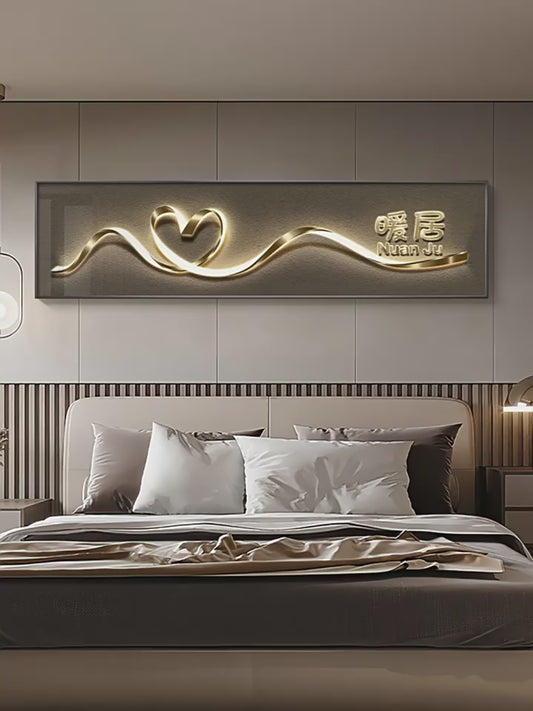 Warm living advanced sense bedroom decoration painting high-grade background wall murals modern light luxury main bed head hanging painting warm