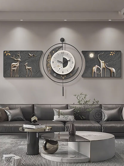 Modern light luxury living room decorative painting backed by a mountain sofa background wall hanging painting advanced sense atmosphere luminous wall painting