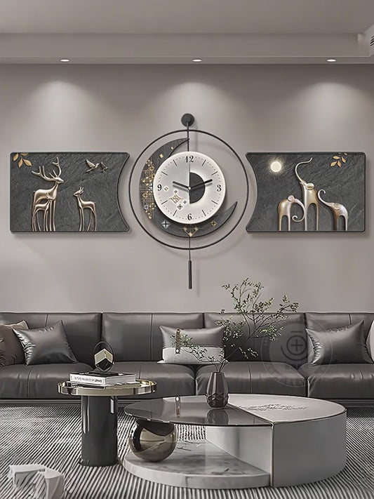 Modern light luxury living room decorative painting backed by a mountain sofa background wall hanging painting advanced sense atmosphere luminous wall painting
