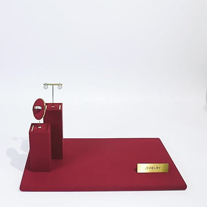 Elegant Metal Velvet Jewelry Organizer Display Props for Countertop