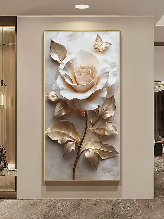 Modern light luxury porch decorative painting relief three-dimensional corridor corridor hanging painting 2025 new flower wall painting