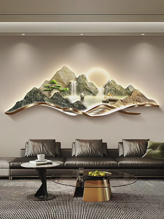 Backed by a mountain sofa background wall hanging painting Cornucopia living room decorative painting landscape painting light luxury high sense of wall painting