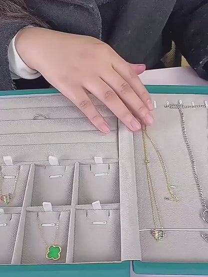 Handmade Double Door Jewelry Box, Large Capacity Organizer for Rings Necklaces, Gift