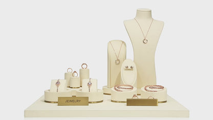 Beige Velvet Necklace Bust and Countertop Display Stands