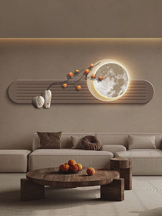 Sofa background wall hanging painting Persimmon Ruyi living room decorative painting advanced sense new Chinese atmosphere wall painting