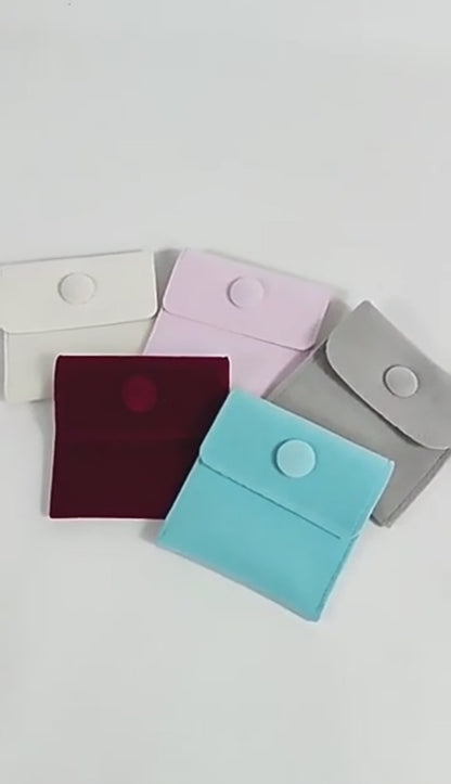50PCS Luxury Velvet Jewelry Pouch, Snap Button Travel Storage Bag, Gift Packaging