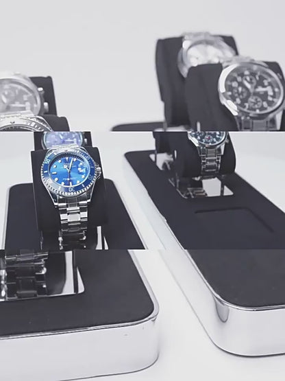 Metal Watch Display Box with Glass Lid - 6 Slot Steel Case