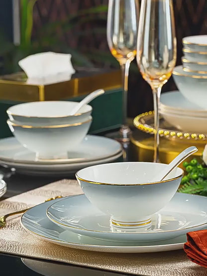 Underglaze color bowl home rice bowl set home bone China tableware light luxury plate