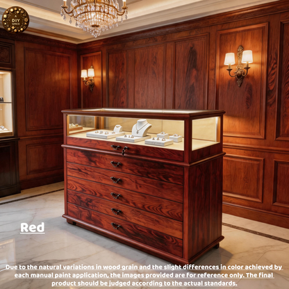 Handmade Ash Wood LED Jewelry Showcase - Illuminated Countertop Display Stand for Retail Jewelry cabinet