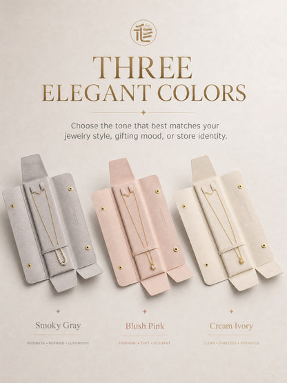 5PCS Soft Suede Jewelry Pouch, Travel Necklace Storage Bag, Gold Snap Closure