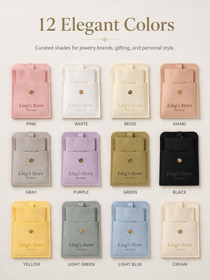 50PCS Luxury Suede Jewelry Gift Bags, Custom Logo Pouches, Personalized Velvet Packaging