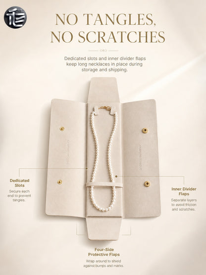 5PCS Soft Suede Jewelry Pouch, Travel Necklace Storage Bag, Gold Snap Closure