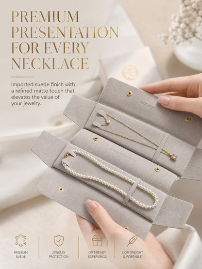 5PCS Soft Suede Jewelry Pouch, Travel Necklace Storage Bag, Gold Snap Closure