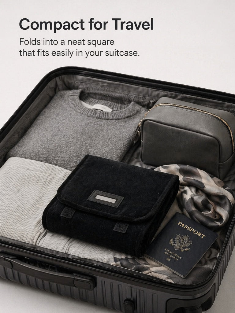 Foldable Velvet Jewelry Pouch, Roll Up Cloth Storage Bag for Earrings, TSA Travel Case