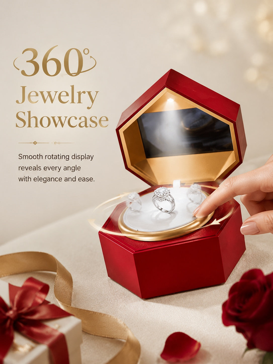 LED Video Jewelry Box with Screen for Proposal, Customizable Display Case