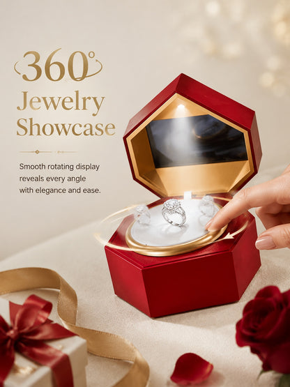 LED Video Jewelry Box with Screen for Proposal, Customizable Display Case